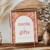 Retro Groovy Boho Baby in Bloom Kaarten + Cadeaubo Poster