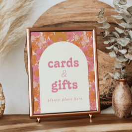 Retro Groovy Boho Baby in Bloom Kaarten + Cadeaubo Poster