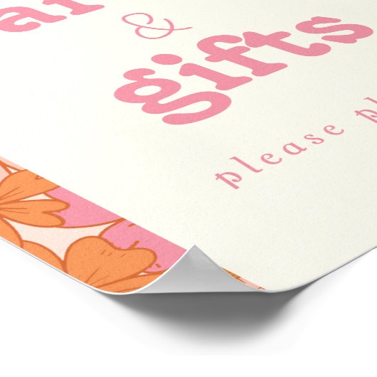 Retro Groovy Boho Baby in Bloom Kaarten + Cadeaubo Poster (Hoek)