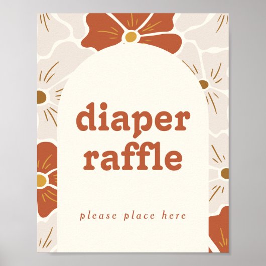 Retro Groovy Boho Baby in Bloom Luier Raffle Teken Poster (Voorkant)