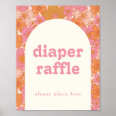 Retro Groovy Boho Baby in Bloom Luier Raffle Teken Poster (Voorkant)