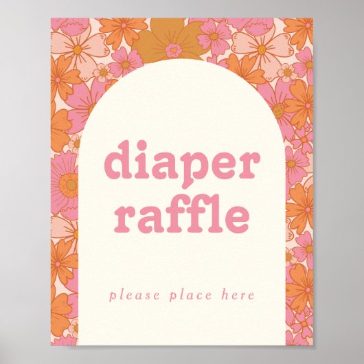 Retro Groovy Boho Baby in Bloom Luier Raffle Teken Poster (Voorkant)