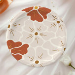 Retro Groovy Boho Baby in Bloom Papieren Bordje<br><div class="desc">Dit wegwerp papier bord ontwerp heeft een prachtige groovy bloemenachtergrond in eenvoudige,  moderne en minimale aardse tinten.</div>