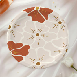 Retro Groovy Boho Baby in Bloom Papieren Bordje