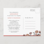 Retro Groovy Boho Bloemenboog Foto Afstuderen Aankondigingskaart (Achterkant)