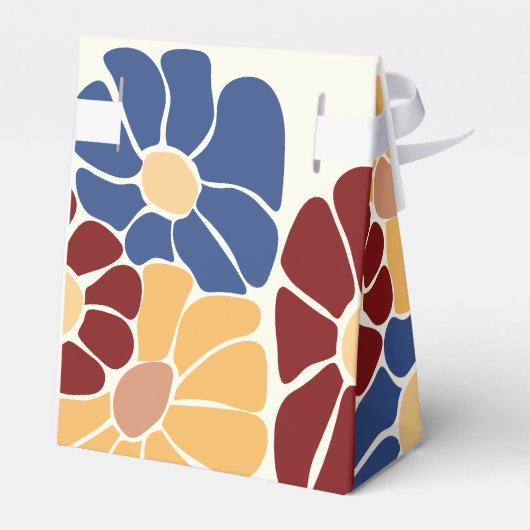 Retro Groovy Boho Chic Bloemen Bruiloft Bedankdoosjes (Achterkant)