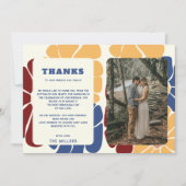 Retro Groovy Boho Chic Bloemen Bruiloft Bedankkaart (Voorkant)