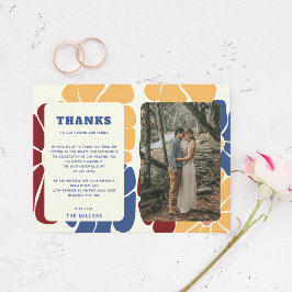 Retro Groovy Boho Chic Bloemen Bruiloft Bedankkaart