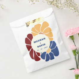 Retro Groovy Boho Chic Bloemen Bruiloft Bedankzakje