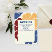 Retro Groovy Boho Chic Bloemen Bruiloft Details Ka Informatiekaartje