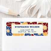 Retro Groovy Boho Chic Bloemen Bruiloft Etiket (Insitu)