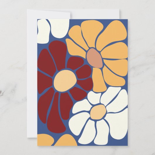 Retro Groovy Boho Chic Bloemen Bruiloft Kaart (Achterkant)