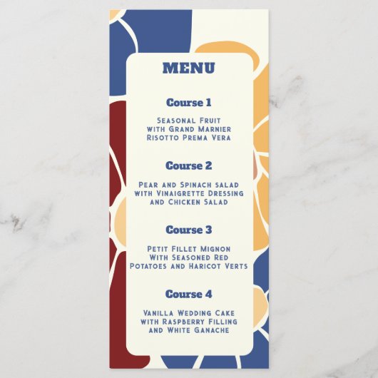 Retro Groovy Boho Chic Bloemen Bruiloft Menu (Voorkant)