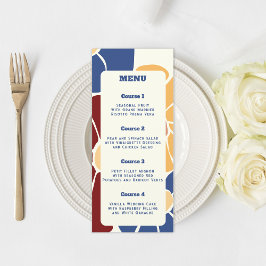 Retro Groovy Boho Chic Bloemen Bruiloft Menu