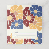 Retro Groovy Boho Chic Bloemen Bruiloft Plaatskaartje (Buitenkant ongevouwen)