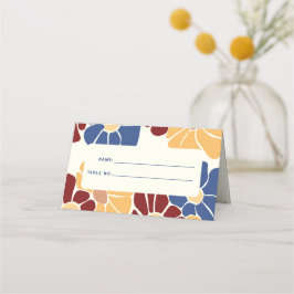 Retro Groovy Boho Chic Bloemen Bruiloft Plaatskaartje