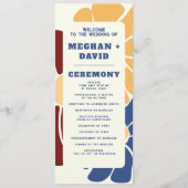 Retro Groovy Boho Chic Bloemen Bruiloft Programmakaart (Voorkant)