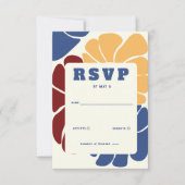 Retro Groovy Boho Chic Bloemen Bruiloft RSVP Kaartje (Voorkant)
