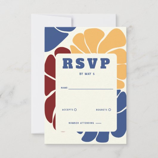 Retro Groovy Boho Chic Bloemen Bruiloft RSVP Kaartje (Voorkant)