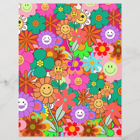 Retro Groovy Boho Hippie Flowers (Voorkant)