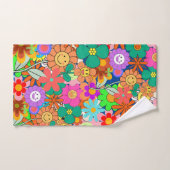 Retro Groovy Boho Hippie Flowers Bad Handdoek (Handdoek)