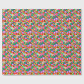 Retro Groovy Boho Hippie Flowers Cadeaupapier (Vlak)