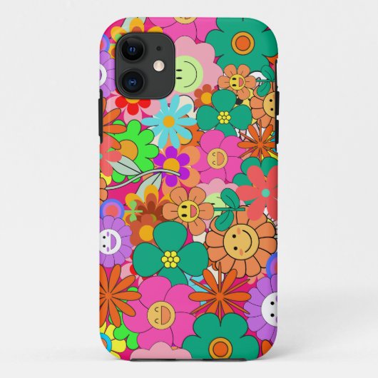 Retro Groovy Boho Hippie Flowers Case-Mate iPhone Case (Achterkant)