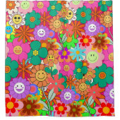 Retro Groovy Boho Hippie Flowers Douchegordijn (Voorkant)