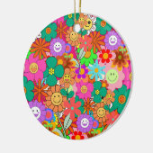 Retro Groovy Boho Hippie Flowers Keramisch Ornament (Links)