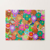 Retro Groovy Boho Hippie Flowers Legpuzzel (Horizontaal)