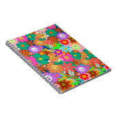 Retro Groovy Boho Hippie Flowers Notitieboek (Rechterzijde)