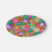 Retro Groovy Boho Hippie Flowers Papieren Bordje (Gekanteld)