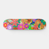 Retro Groovy Boho Hippie Flowers Persoonlijk Skateboard (Horizontaal)