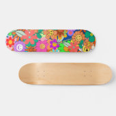 Retro Groovy Boho Hippie Flowers Persoonlijk Skateboard (Horizontaal)