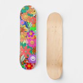 Retro Groovy Boho Hippie Flowers Persoonlijk Skateboard (Voorkant)