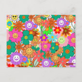 Retro Groovy Boho Hippie Flowers Planner Briefkaart (Achterkant)