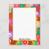 Retro Groovy Boho Hippie Flowers Planner Briefkaart (Voorkant)