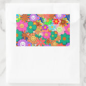 Retro Groovy Boho Hippie Flowers Rechthoekige Sticker (Tas)