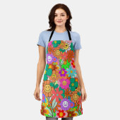 Retro Groovy Boho Hippie Flowers Schort (Gedragen)