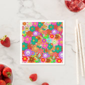 Retro Groovy Boho Hippie Flowers Servet (Insitu)