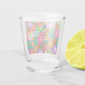Retro Groovy Boho Hippie Flowers Shot Glas (Achterkant)