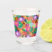 Retro Groovy Boho Hippie Flowers Shot Glas (Voorkant)