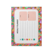 Retro Groovy Boho Hippie Flowers Weekly Planner Notitieblok (Linkerzijde)