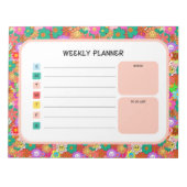 Retro Groovy Boho Hippie Flowers Weekly Planner Notitieblok (Voorkant)