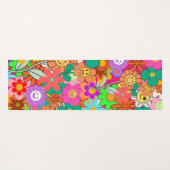 Retro Groovy Boho Hippie Flowers Yogamat (Achterkant (horizontaal))