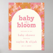 Retro Groovy Boho Roze Baby in Bloom Welkomstbord Poster (Voorkant)