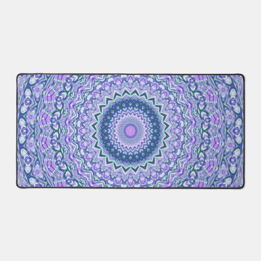 Retro Groovy Boho Trippy Hippie Jewel-Tone Mandala Bureaumat (Voorkant)