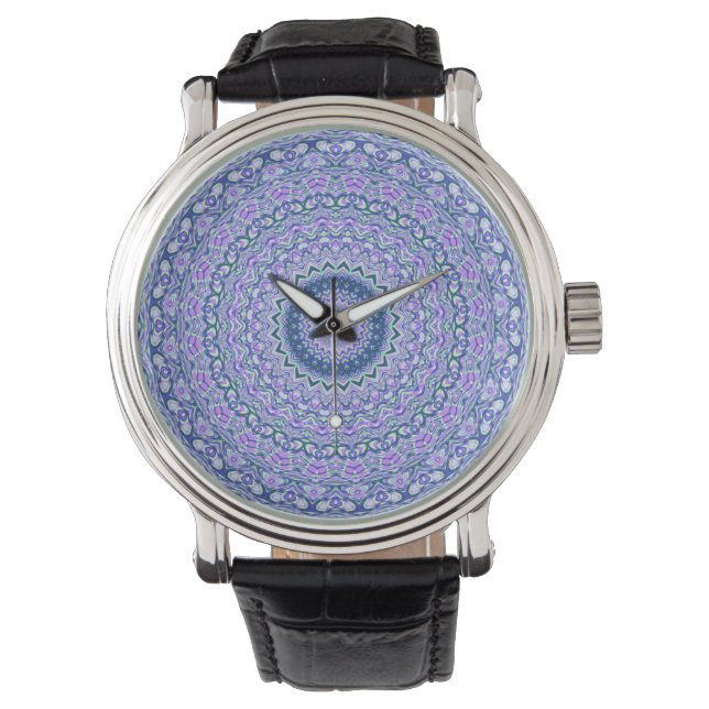 Retro Groovy Boho Trippy Hippie Jewel-Tone Mandala Horloge (Voorkant)