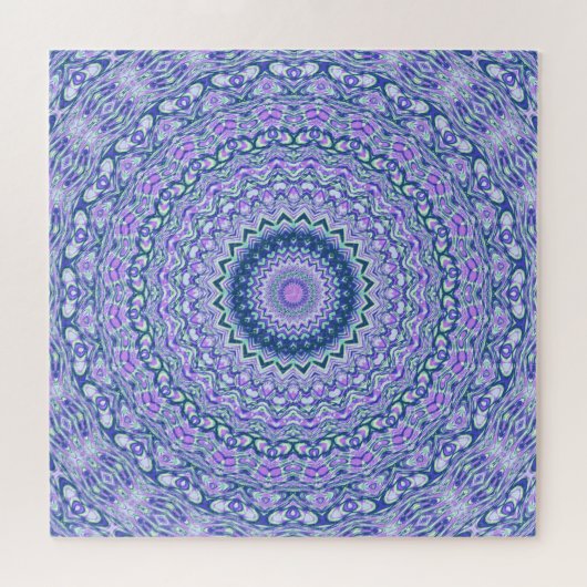 Retro Groovy Boho Trippy Hippie Jewel-Tone Mandala Legpuzzel (Horizontaal)