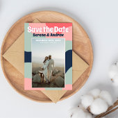 Retro Groovy Bold Abstracte Typografie Foto Save The Date